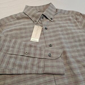 Daniel Cremieux S Supima Cotton & Cashmere Grey & Red Plaid L/S Shirt NWT L998